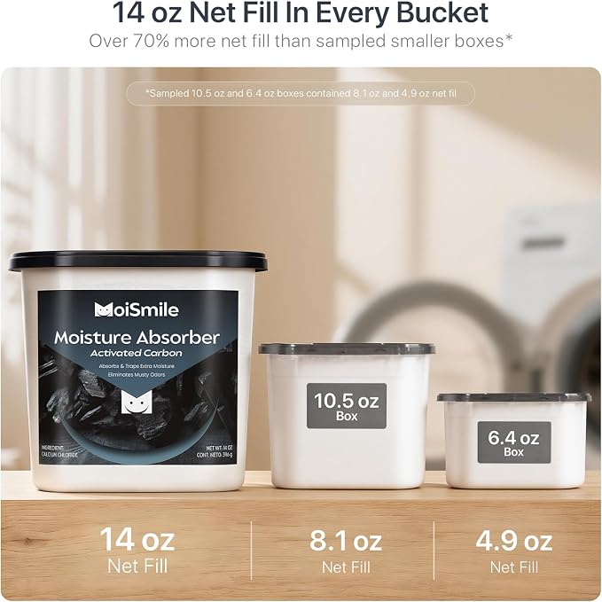 Large Moisture Absorber Buckets, 14 oz Each, Activated Carbon, 3 Pack | 14 oz - Image 3
