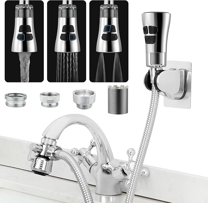 CECEFIN Kitchen Faucet Hose Attachment, 4-Mode ON/Off Sink Sprayer Head by CECEFIN