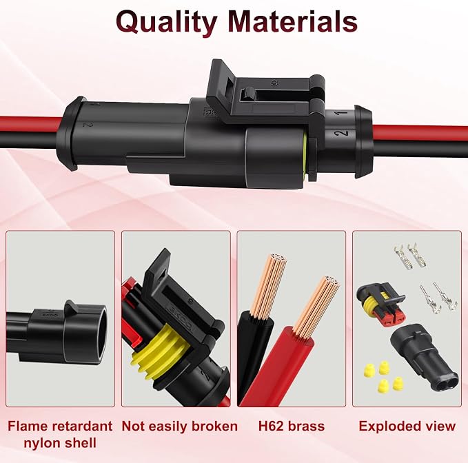 10Pcs Car Waterproof Electrical Connector, 2 Pin Connector, 16 AWG 2 Wire - Image 6