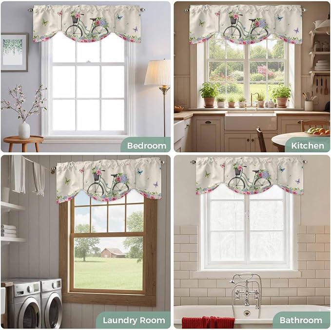 Farmhouse Spring Tie Up Valance Curtains - Image 8