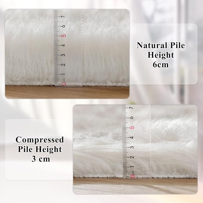 ORINOVA White Faux Sheepskin Shaggy Fur Rug for Living Room Soft Plush Machine Washable Fluffy 4x6 Area Rugs for Bedroom Nursery Rug
