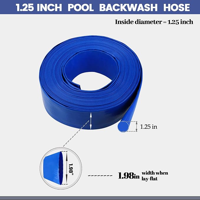 Eastrans 1 1/4 IN x 25 FT Pool Backwash Hose, Heavy Duty Flat Discharge Hose - Image 3