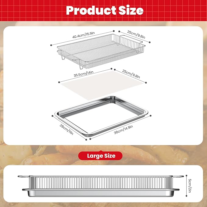 Air Fryer Basket for Oven, 15.9" x 11.0" Large Air Fryer Tray and Pan - Image 2