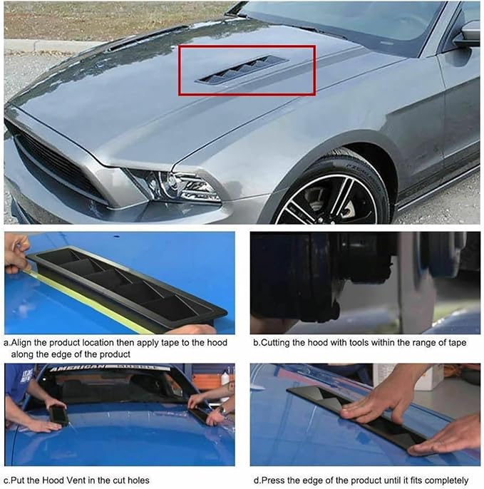 2Pcs Car Hood Vent Trim Louver Air Flow Intake Universal Compatible - Image 3