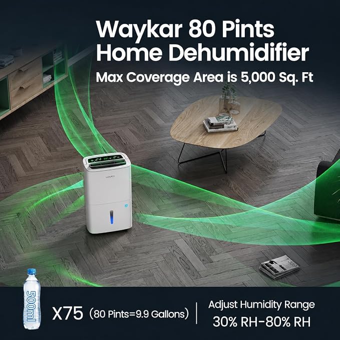 Waykar Max 80 Pint/D Energy Star Home Dehumidifier - Image 2