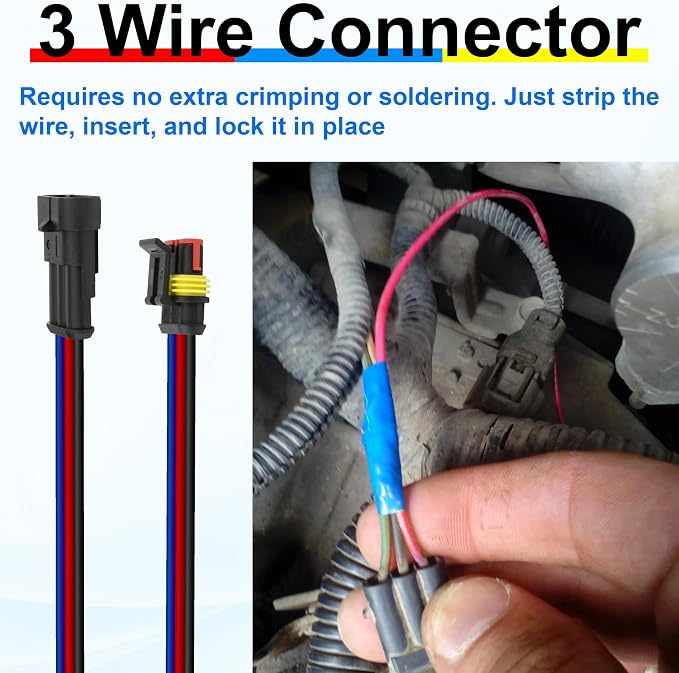 10Pcs 3 Pin Connector, 16AWG Car Waterproof Electrical Connector, Quick - Image 6