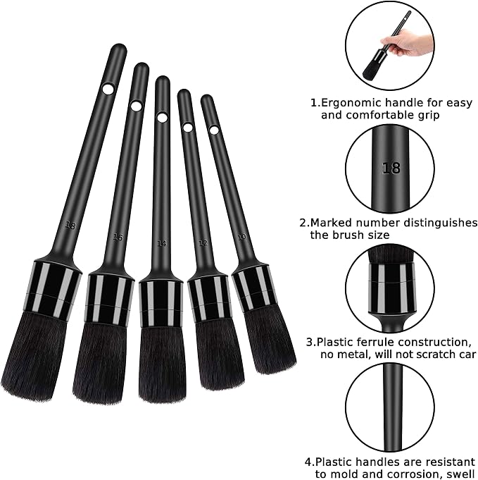 HMPLL 10pcs Detailing Brush Set, Including 5 car Cleaning Brush, 3 Wire Brush - Image 2
