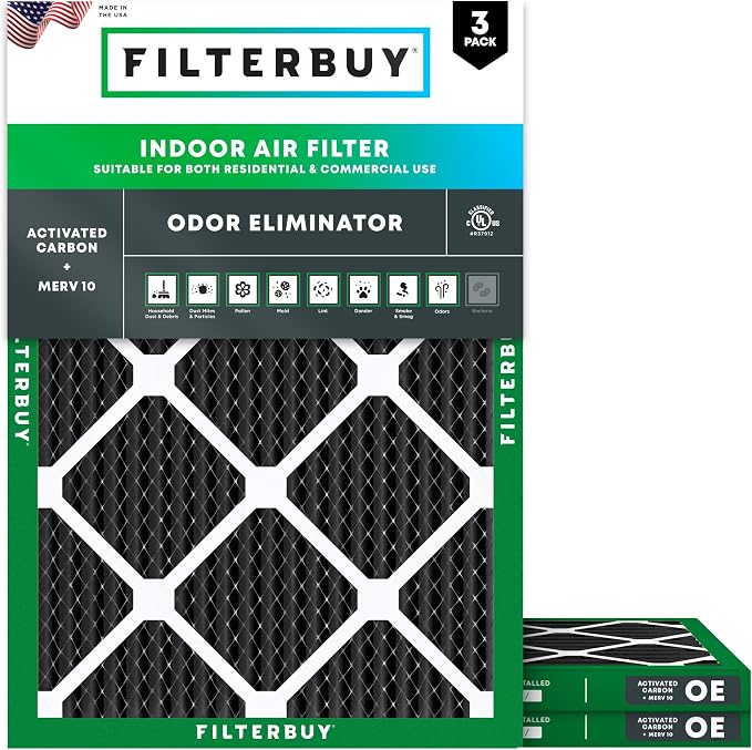 Filterbuy 15x20x1 Air Filter MERV 10 Odor & Allergy Defense by Filterbuy