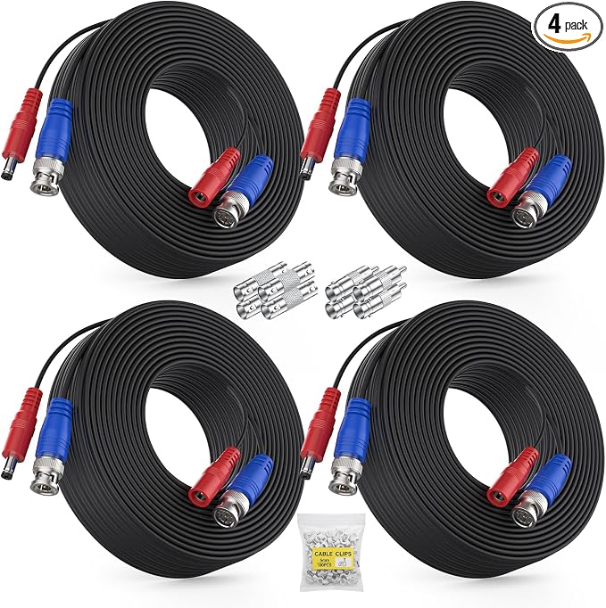 ANNKE 4 Pack 30M/100ft All-in-One Video Power Cables, BNC Extension by ANNKE