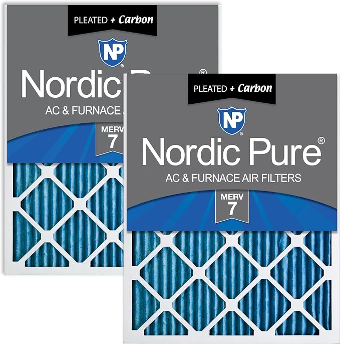 Nordic Pure 14x30x1 Pleated Air Filters MERV 7 Plus Carbon 2 Pack by NordicPure