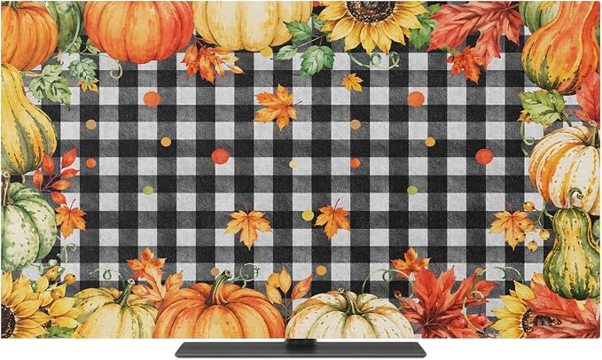 Thanksgiving Autumn Orange Pumpkins Indoor TV Cover, Elastic TV Screen - Image 2