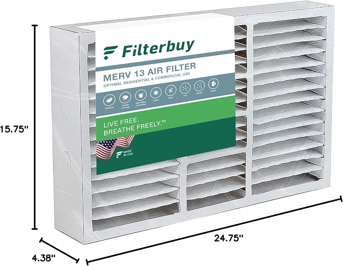Filterbuy 16x25x5 Air Filter MERV 13 Optimal Smoke & Allergy Defense, Pleated - Image 10