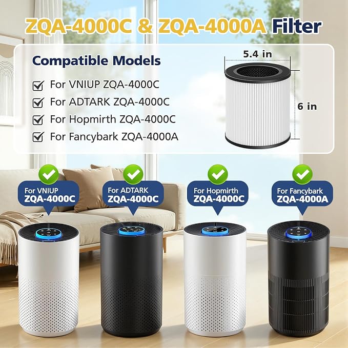 ZQA-4000C Hepa Filters for VNIUP/ADTARK/Hopmirth ZQA-4000C Air Purifier | & for - Image 3