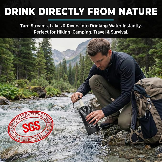 Tactiko Survival 20oz/600ml Purifying Water Bottle Filter Kit - Image 3