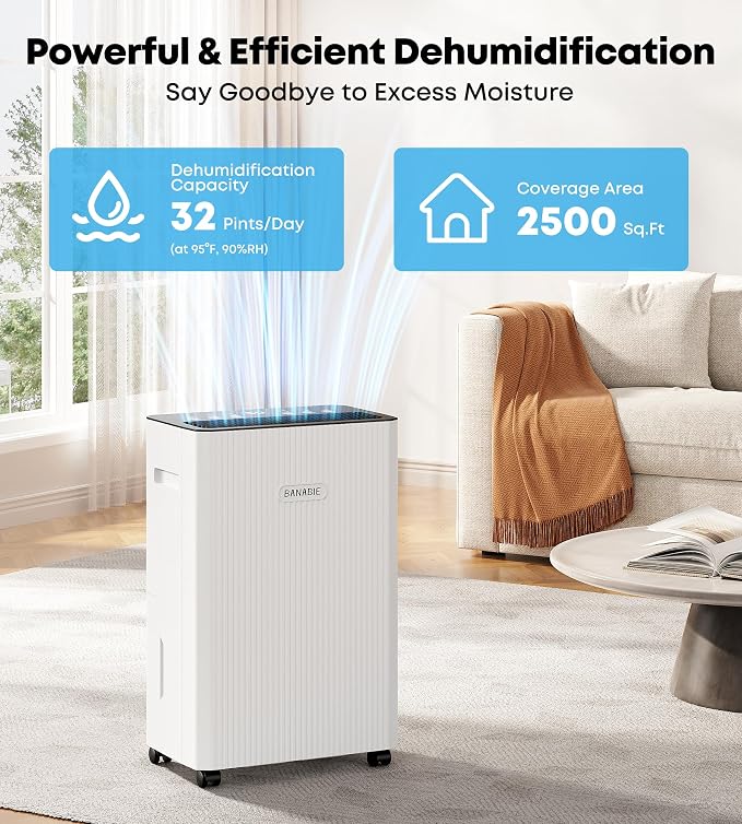 2500 Sq.Ft Dehumidifier for Basement, 32 Pint Dehumidifiers for Home - Image 2