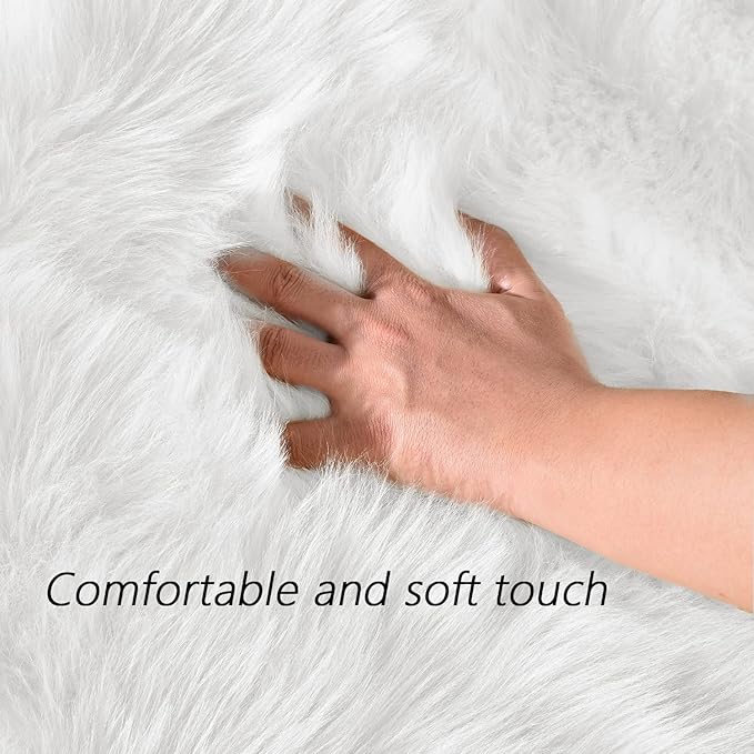 Latepis Area Rugs 6x9 Faux Fur Sheepskin Rug for Living Room, Fluffy Washable Rug for Bedroom, Playroom, Luxury Room Decor, Rectangle