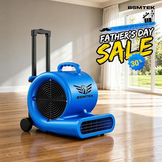 Air Mover Blower Fan, Industrial 1/3HP 1200CFM Monster Floor Blower Carpet - Image 9