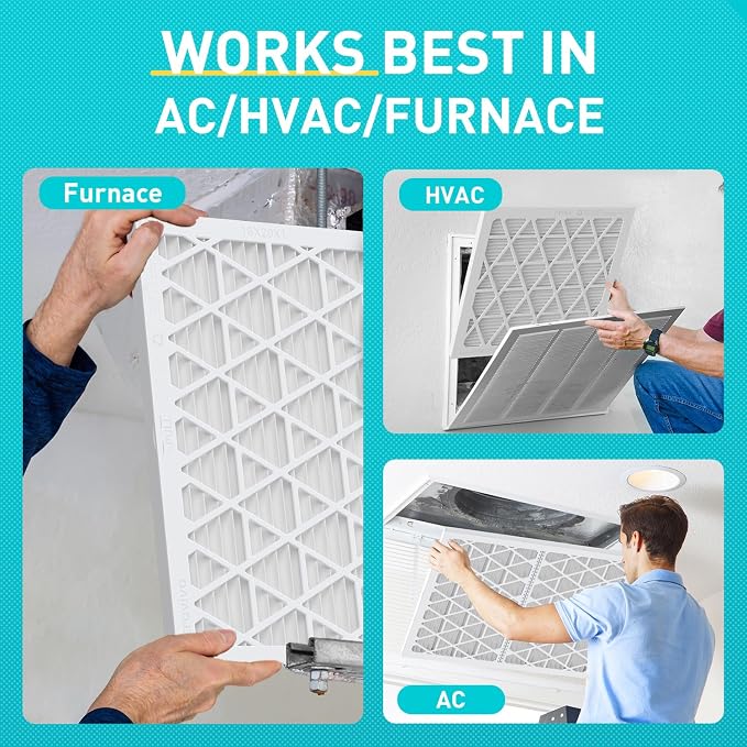 16x20x1 MERV8 Refillable Air Filter Starter Kit, 1 Reusable Foldable Frame ＆ 6 - Image 7