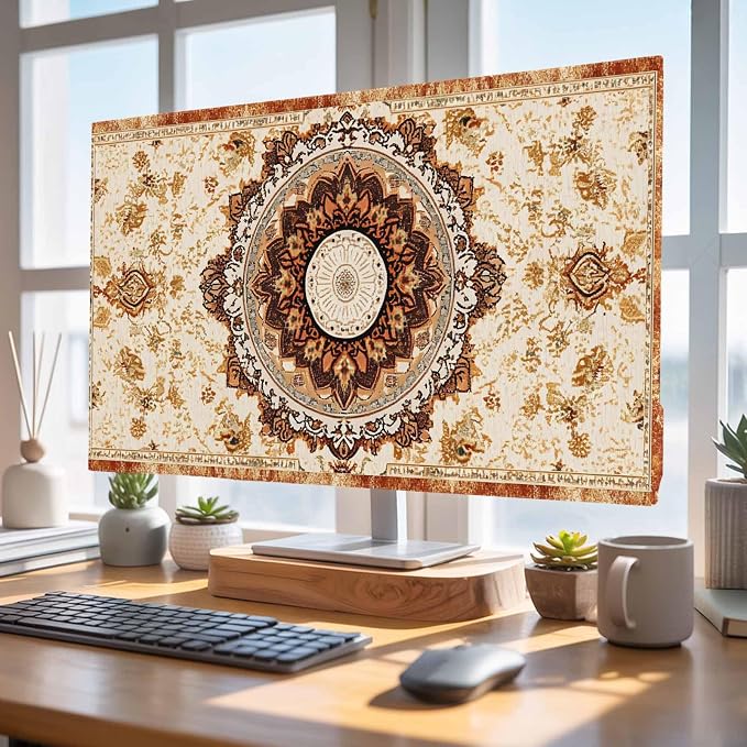 Boho Vintage Ethnic Floral Texture Indoor TV Cover, Elastic TV Screen Protector - Image 4