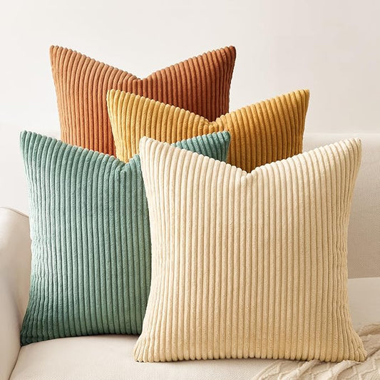 Topfinel 26x26 inch 4 Pack Decorative Throw Pillow Covers,Soft Velvet Modern Double-Sided Designs, Mix and Match for Home Fall Decor, Cushion Covers Set of 4 (Orange/Teal)
