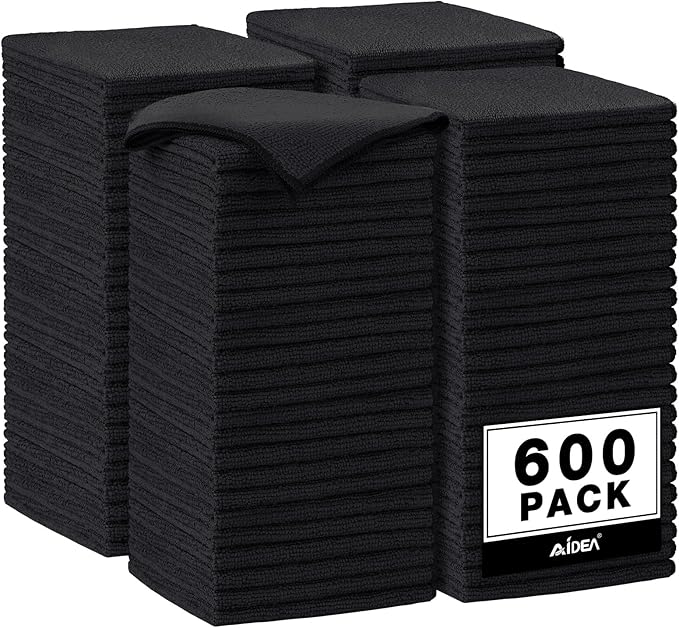 AIDEA Microfiber Cleaning Cloth Black, Microfiber Towels by AIDEAHOME
