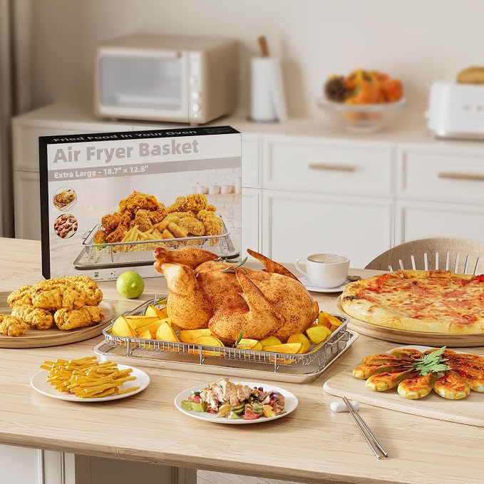 Air Fryer Basket for Oven, 3 Set Oven Air Fryer Basket and Tray Set - Image 7