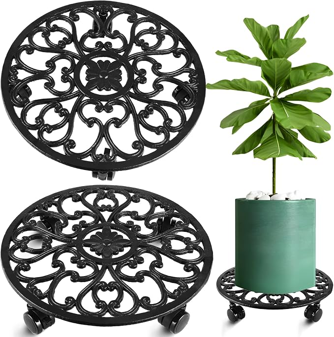 2 Packs 14 Inch Rolling Plant Stand by Planterhoma