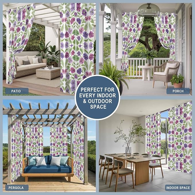 Flowers Outdoor Curtains for Patio Summer Floral Pastoral Farmhouse Plant - Image 8