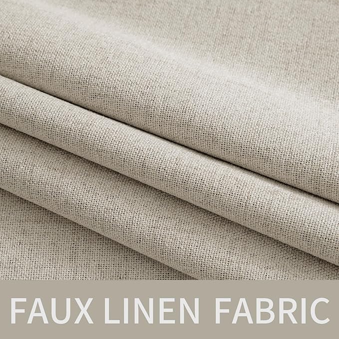 MIULEE Linen Curtains 100% Blackout for Bedroom Thermal Insulated Cobblestone Grommet Room Darkening Curtains & Drapes for Living Room Nursery 52 x 72 Inch (2 Panels)