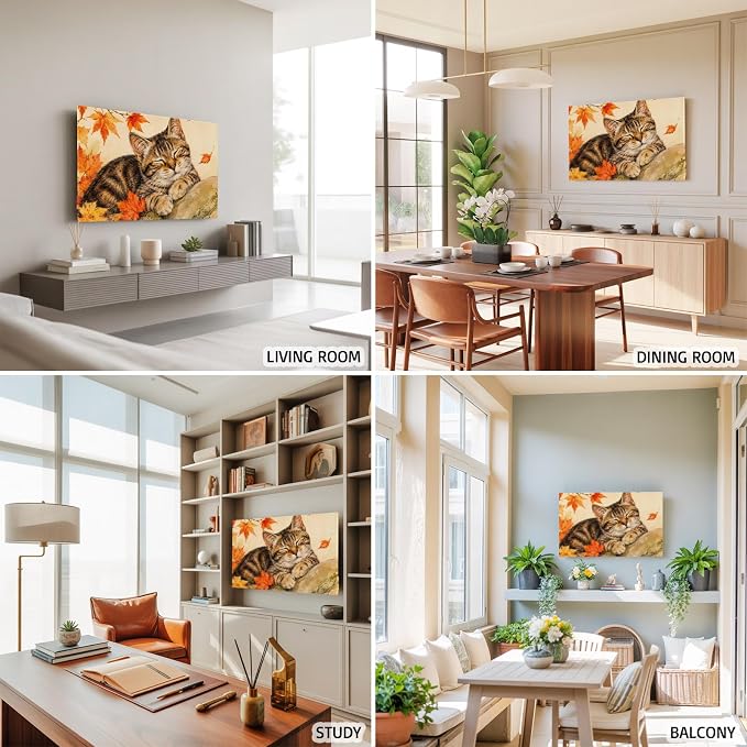 Thanksgiving Cute Tabby Cat Indoor TV Cover, Elastic TV Screen Protector Retro - Image 5