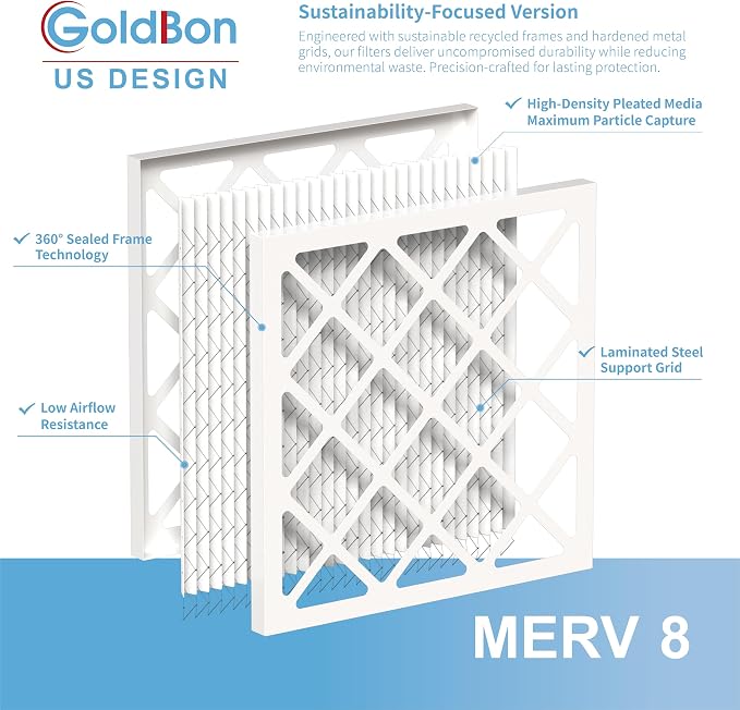10x10x1 Air Filter 4 Pack MERV 8 MPR 700 FPR 5- GoldBon AC Filter USA Design- - Image 3