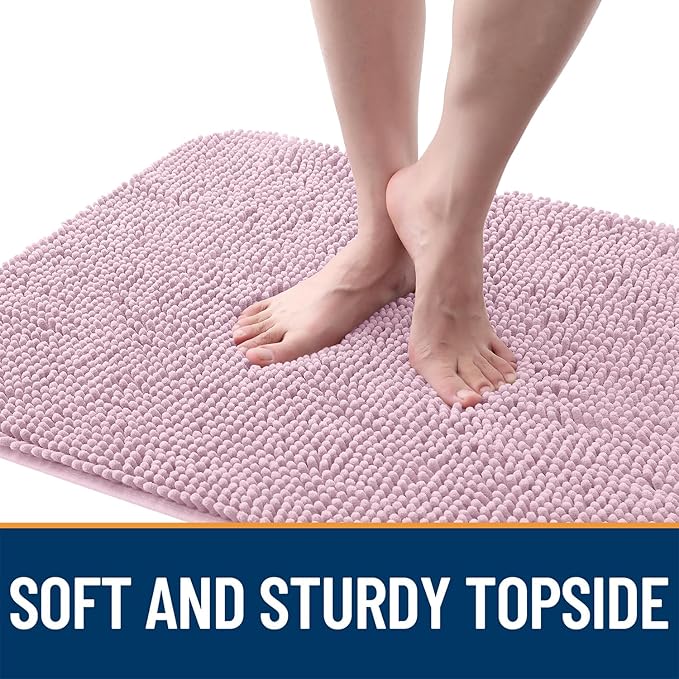OLANLY Dog Door Mat for Muddy Paws 59x35, Absorbs Moisture and Dirt, Absorbent Non-Slip Washable Doormat, Quick Dry Chenille Mud Mat for Dogs, Entry Indoor Entryway Carpet for Inside Floor, Dusty Rose