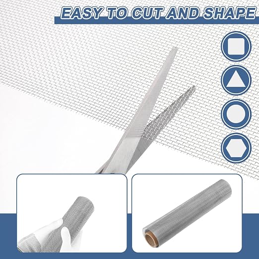uxcell 16 Mesh 39" x 10" Woven Wire Mesh, 316 Stainless Steel Air Vent Filter - Image 4