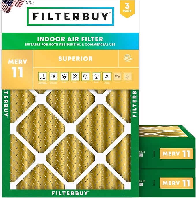 Filterbuy 24x25x4 Air Filter MERV 11 Superior Pet & Allergy Defense, by Filterbuy