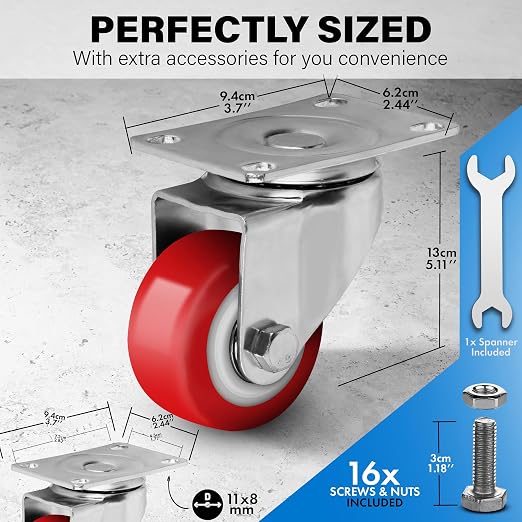2.5 Inch Heavy Duty Casters Set of 4, Lockable Plate Caster Wheels - Image 2