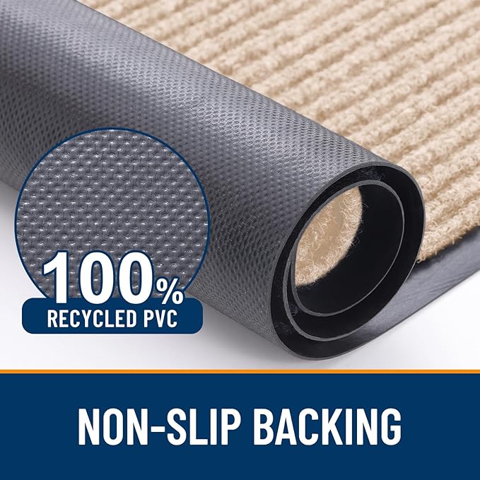 OLANLY Front Door Mat Indoor Outdoor Entrance, Waterproof Heavy Duty Doormat, Fade Resistant, Low Profile, Easy Clean Patio Porch Welcome Floor Mats for Entry, 35x30, Beige