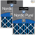 Nordic Pure 16x20x4 Pleated MERV 7 Plus Carbon Air Filters 2 Pack | Actual by NordicPure