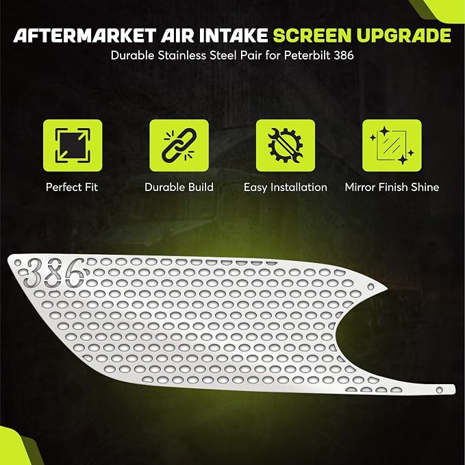 Peterbilt 386 Hood Replacement Air Intake Screens Set - Image 4