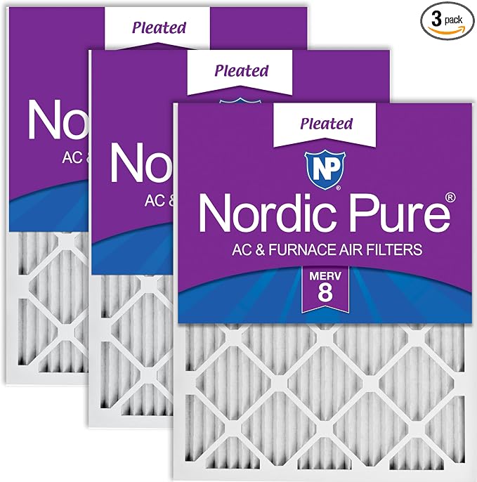 Nordic Pure 16x30x1 Pleated MERV 8 Air Filters 3 Pack by NordicPure