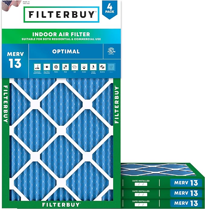 Filterbuy 8x20x1 Air Filter MERV 13 Optimal Smoke & Allergy Defense, by Filterbuy