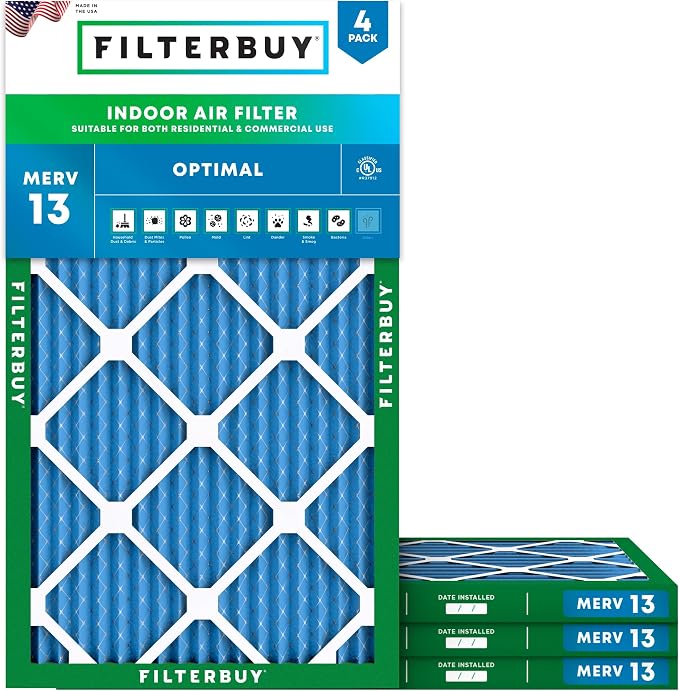 Filterbuy 8x30x1 Air Filter MERV 13 Optimal Smoke & Allergy Defense, by Filterbuy
