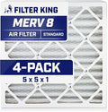 Filter King 5x5x1 Air Filter | 4-PACK | MERV 8 HVAC Pleated A/C Furnace Filters by FilterKing