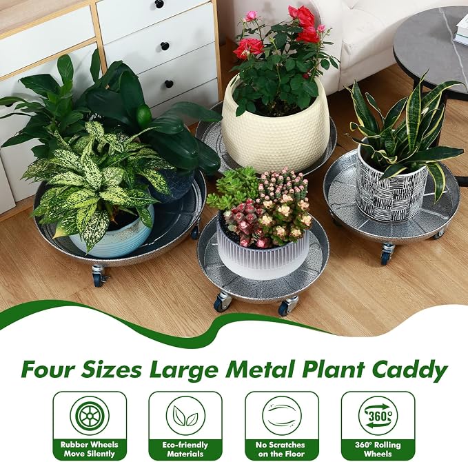 Planterhoma 3 Packs 18 Inch Metal Plant Caddy - Image 9