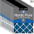 Nordic Pure 16x16x2 Pleated MERV 7 Plus Carbon Air Filters 12 Pack | Actual by NordicPure