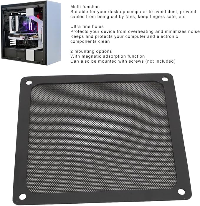 140mm Fan Dust Filter Mesh, Magnetic Frame PC Fan Grills Cover - Image 2