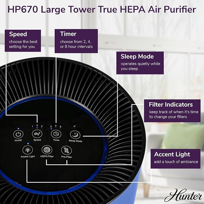 Hunter Fan Company HP670 True HEPA Air Purifier - Image 6