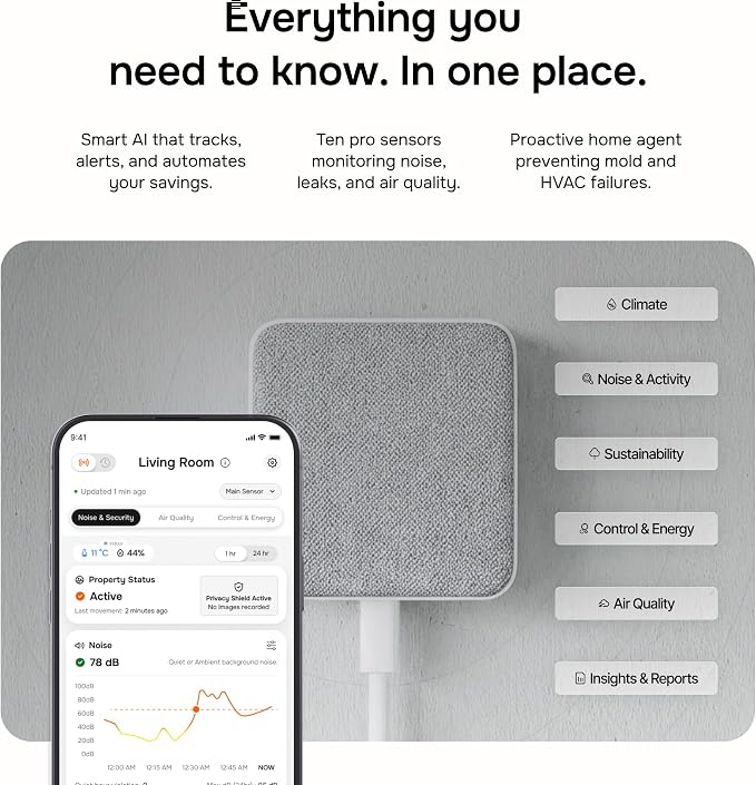 Layla Smart Home Agent 9-in-1 Smart Sensor & Air Quality Monitor | Noise & - Image 6