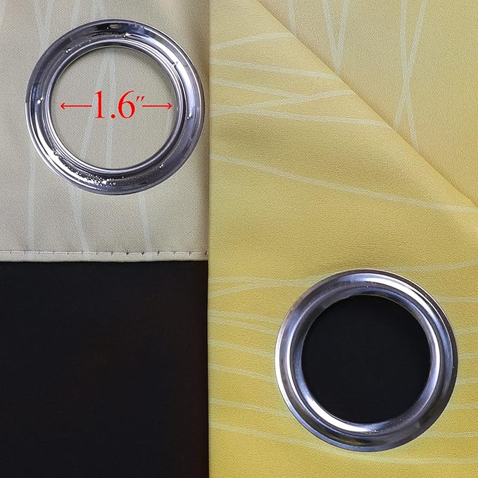Ombre Gray and Yellow Blackout Curtains 54 Inch Length 2 panels, Full Room Darkening Curtains for Kids Room, Grommet Thermal Insulated Gradient Drapes, Light Blocking Curtains for Bedroom, 52x54 Inch
