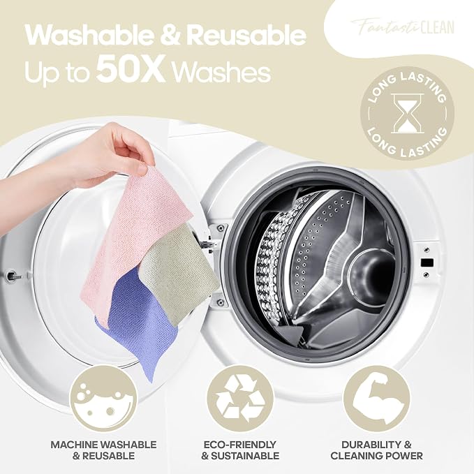 Fantasticlean Microfiber Cleaning Cloth Roll -60 Pack, Tear Away Paperless - Image 9