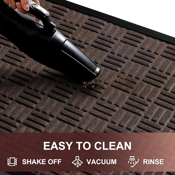 Mibao Front Door Mat, Heavy Duty Durable Welcome Mat for Outdoor Indoor, Dirt Trapper Waterproof Super Absorbent Door Mat for Entryway Outside Patio Porch, 73" x 46", Coffee